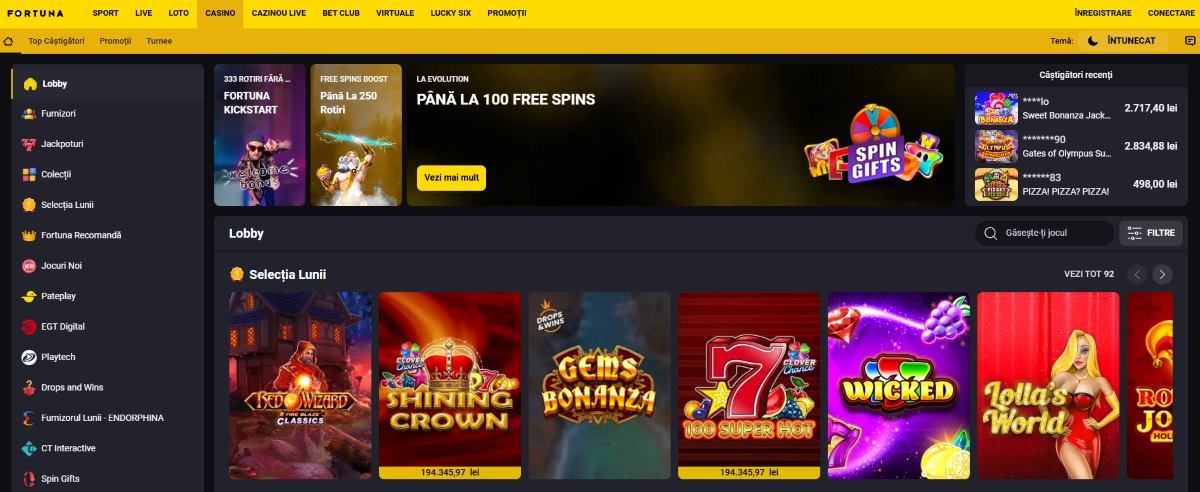 Fortuna Casino – Pachete de Bun Venit și Sloturi NetEnt Populare în România