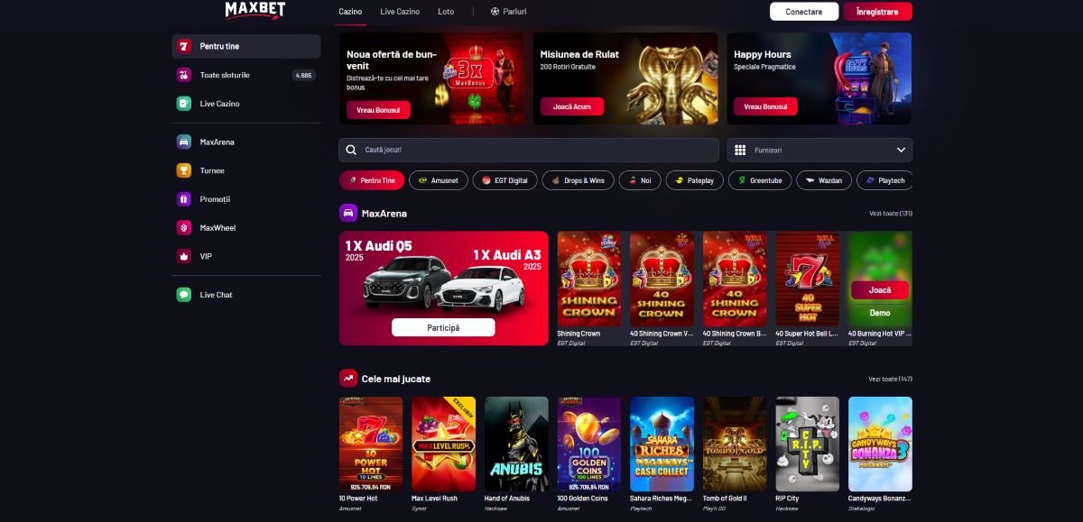 MaxBet Casino – Cazinou Licențiat ONJN cu Sloturi NetEnt și Bonusuri Periodice