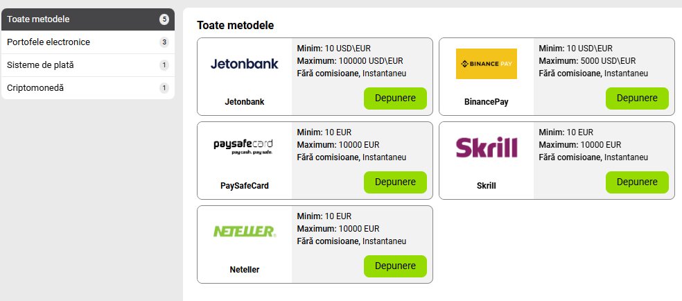 Plăți & Retrageri la WinWin Casino