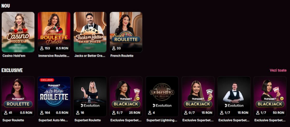 Superbet - Jocuri cu dealeri live